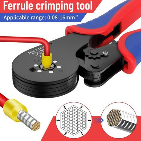 Jeu Pince Sertir Cosse 0.08-16mm² avec 1200 Connexions, Pince Hexagonale Auto-réglable (1/5)