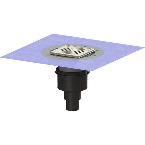 Siphon de sol/plafond Ecoguss DN 50, vertical, Variofix, grille à fentes