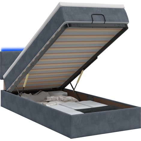 Maison Exclusive - Letto Ottomano con Materasso e LED Grigio Scuro 100 x 200 cm (1/5)