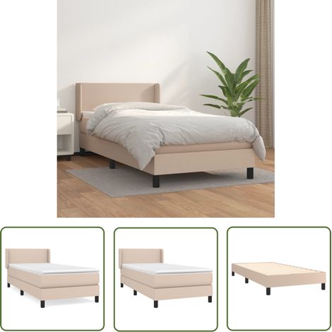 The Living Store Boxspringbett Matratze Cappuccino-Braun 100x200cm Kunstleder - Boxspringbett - Doppelbett - Bettenrahmen - Kunstlederbett - Capucchino Braun (1/5)