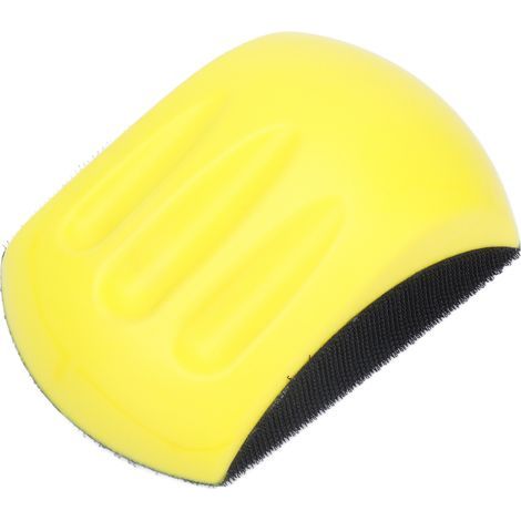 Manual sanding block made of nylon foam, mouse-shaped, 125 mm, yellow and black, with Velcro (1/5)