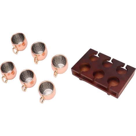 Set aus 2 Mule-Cocktailbechern (6 cl) mit Ständer. Robuster, dekorativer Becher mit hammerförmigem Rand, ideal für Bars und Restaurants. (1/5)