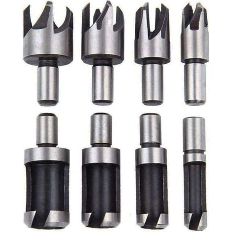 Ensemble de 8 forets à bouchons en bois (pour la fabrication de chevilles), outils de coupe pour la fabrication de bouchons, de chevilles, de montants et de tenons en bois (1/4)