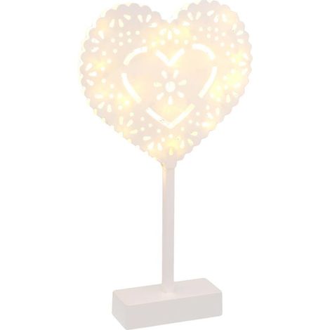 Cuore bianco con motivo traforato - Decorazione luminosa a LED alimentata a batteria (1/2)
