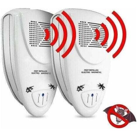 Lot de 2 répulsifs à ultrasons pour chauves-souris – Débarrassez-vous des chauves-souris en 72 heures EU PLUG