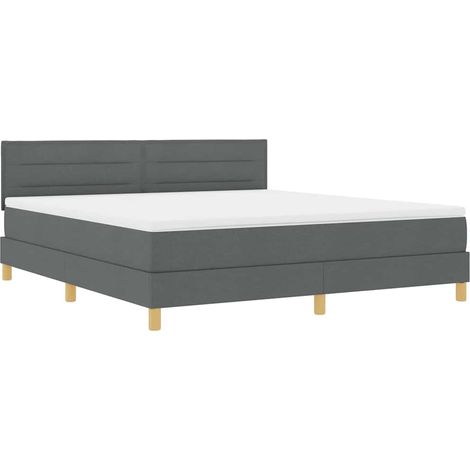 Maison Exclusive - Lit à ressort LED avec bandes LED Gris foncé 180 x 200 cm tissu (1/5)