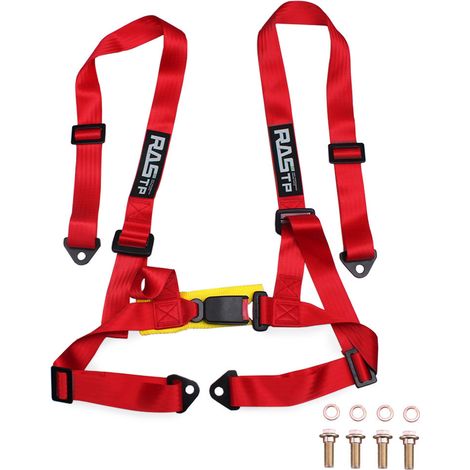 RASTP Car Modification 2-inch Four-Point Go-Kart Racing Seatbelt, 4-Point Quick-Release Seatbelt - Red (1/3)