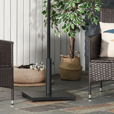 Pied de parasol carré. socle parasol extérieur. Ø 35.38 et 48 mm. poids net 18 Kg. pour jardin patio terrasse. noir