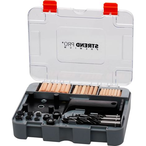 Set Strend Pro Premium, zum Bohren von Löchern für Dübelverbindungen, für Schreiner, 83-teilig (1/3)