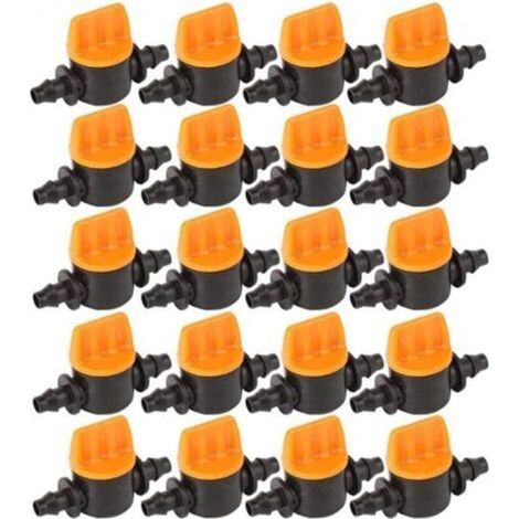 Vanne d'arrêt d'irrigation goutte à goutte, pour vanne de raccordement de tuyau universelle de 1/4 pouces, 4mm/7mm, 20 pièces (1/5)