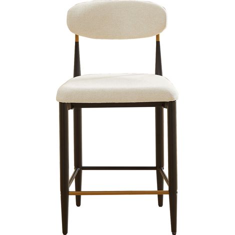 Set di 2 sgabelli da bar imbottiti beige, schienale curvo ergonomico, 51 x 50 x 94 cm, HOMVRA (1/5)