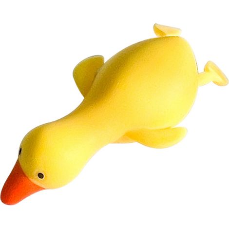 Canard jaune jouet anti-stress en vinyle souple à presser et tirer, décompression et soulagement de la tension, animal à pression. (1/3)