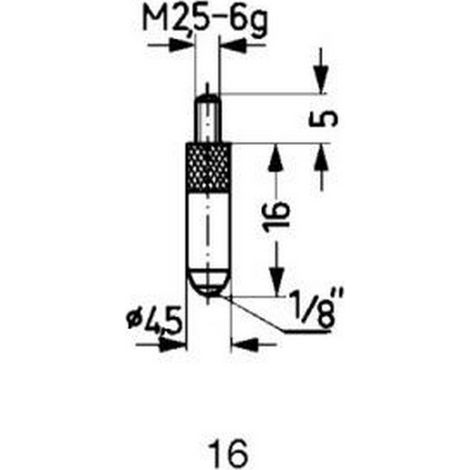 Conector de medida de Acero, Modelo : abombado, 16 mm de largo