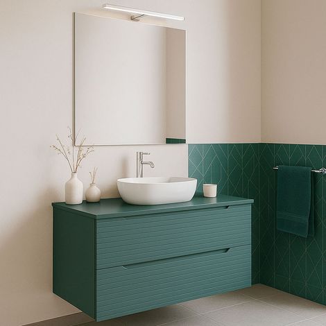 Kibath Conjunto baño+LED+Espejo BOREAL 100 verde lago 2c sobrec (1/5)