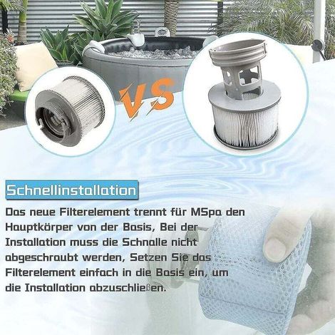 Pack de 4 cartouches filtrantes de remplacement pour piscine gonflable Mspa, jacuzzi - RWCartouche de filtre de piscine (1/4)
