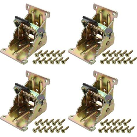 royaluxe- Norcks 4PCS Charnières Pliables Autobloquantes Support Pliant En Tôle D'Acier Extension Verrouillage Pliables Raccords De Jambe Pour Pieds Pliants De Table Lit Canapé-Argenté