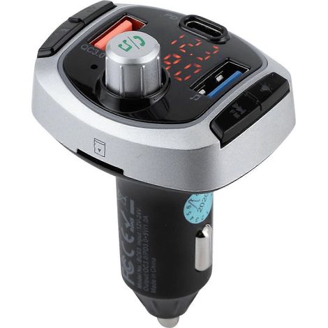 Bluetooth 5.0 FM-Transmitter, MP3-Player, Freisprechfunktion, farbige Beleuchtung, Dual-Display, PD3.0, QC3.0