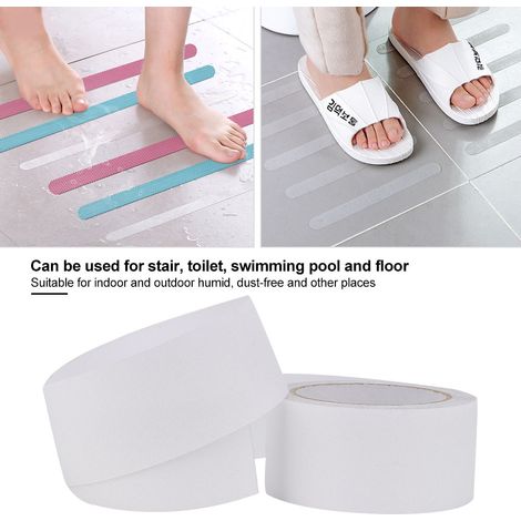 Ruban adhésif anti-glisse en PEVA/PU caoutchouc pour sol escalier marche toilettes piscine bande de sécurité abrasive 50 mm x 5 m transparent 1 pièce (1/5)