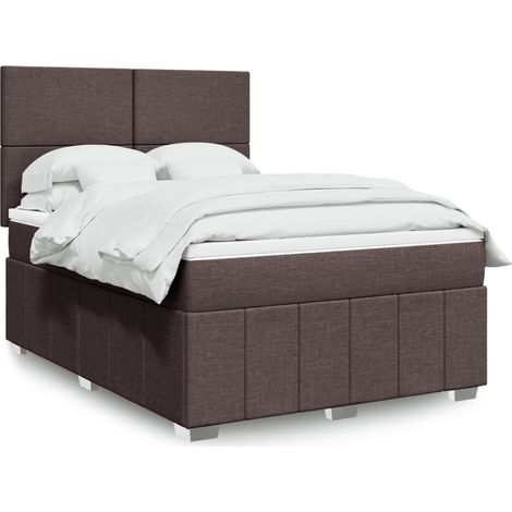 Boxspringbett mit Matratze Dunkelbraun 140x200 cm Stoff vidaXL