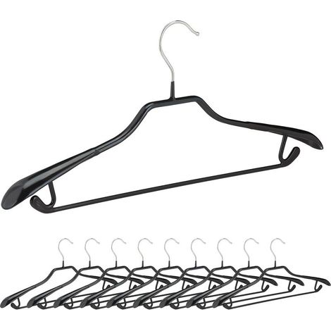 Lot de 10 Cintres Costumes Métal Noir Antidérapants Relaxdays (1/5)