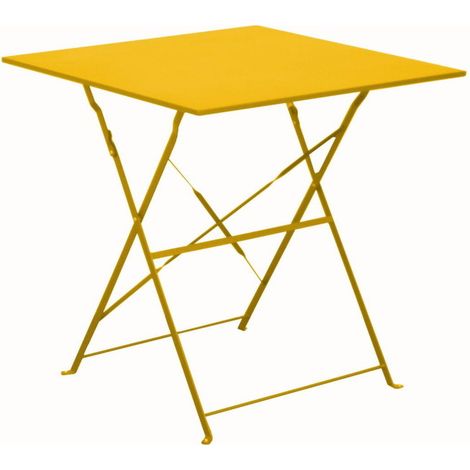 PROLOISIRS Gueridon de jardon pliant Cuba en acier 70 x 70 cm - Miel