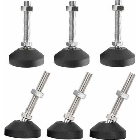 Pieds de meuble - Lot de 6 pieds universels réglables en silicone D50 × M8 × 50, base pivotante articulée en nylon fileté M8, patins de glissement pour pieds de table