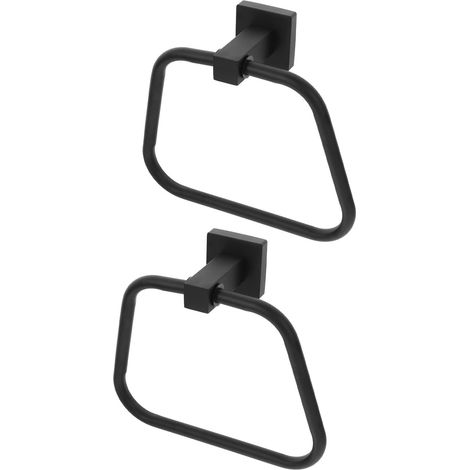 2 Pièces Porte-Serviettes Mural Anneau INOX Support Rond Multifonction pour Serviettes Main Cuisine et Salle de Bain Design Gain de Place Élégant Noir Mat (1/5)