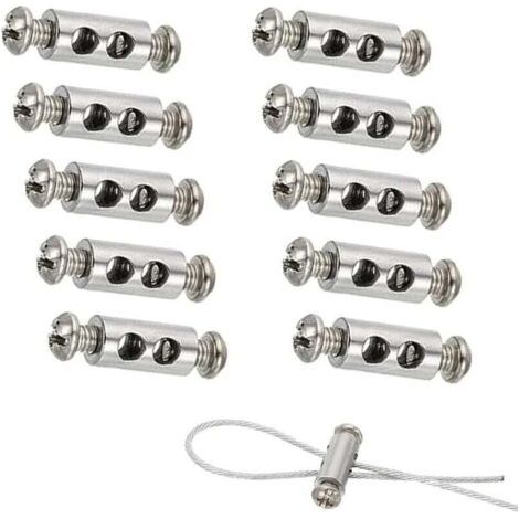 10pcs serre-câbles avec capuchon de borne à vis, serre-câbles pour câble et câble de 1 à 3 mm de diamètre, pinces à double extrémité pour câble et fil en acier