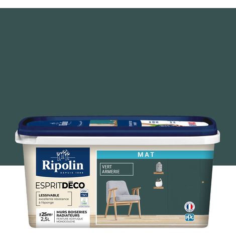 Ripolin – Peinture anti humidité 2,5L – Vert armerie – Aspect mat ultra-couvrant pour murs et boiseries – Fabriqué en France (1/7)
