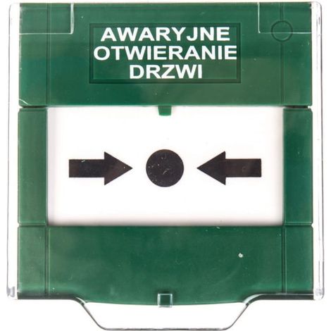 Botón de salida de emergencia, montaje en superficie, 2 A 30 V CC, manual, verde, APWK