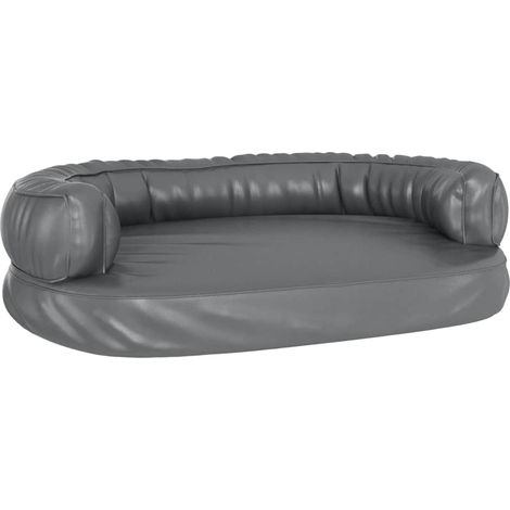 Hundebett Ergonomisch Schaumstoff Grau 75x53 cm Kunstleder vidaXL
