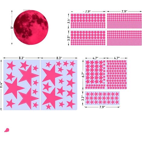 Pegatinas luminosas, diseño celestial 3D, fáciles de aplicar, rosa claro. (1/2)