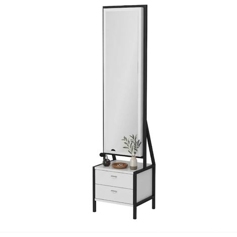 Toeletta Sicamino, Tocador con Espejo Incluido, 2 Cajones, Una Puerta, 41x35x170h cm Blanco