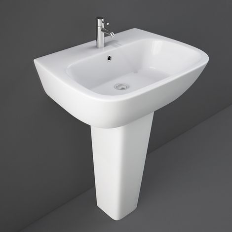 Lavabo bagno Rak serie One 60x46 cm con colonna in ceramica lucida (1/2)