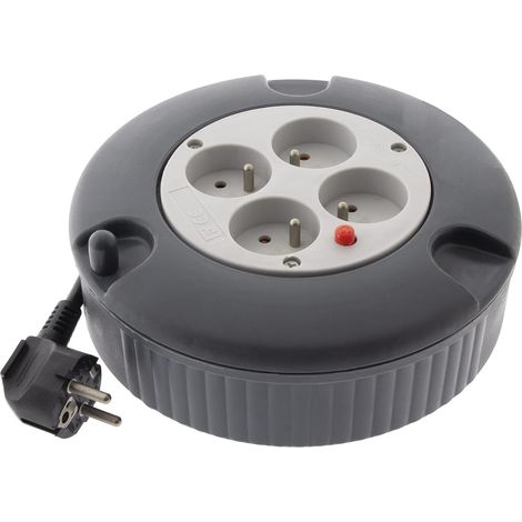 1 Enrouleur Électrique, 4 Prises 2P+T, Câble 4m H05VV-F, Coupe-Circuit, Usage Intérieur (1/3)