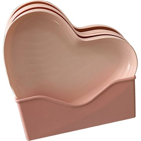 Assiette de service coeur assiette repas plastique facile nettoyer polyvalent vaisselle cuisine pour fête rassemblement mariage 5 assiettes avec support (1/5)