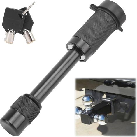Verrou d'Attelage de Remorque, Antivol Sécurisé Noir pour Récepteur 5/8 Pouces avec 2 Clés, Protection Haltère pour Caravane et Remorque Classe III/V (1/5)