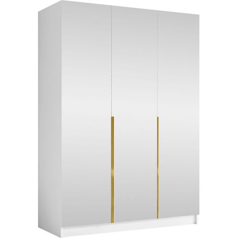 Armario Closico Decoron III, Blanco + Dorado, 215x150x58cm, Puertas de armario: Con bisagras, Número de estantes: 0