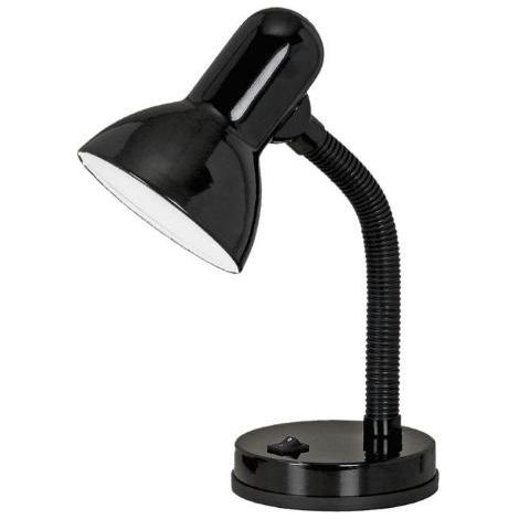Lámpara de mesa orientable para estudio, lectura y oficina con casquillo E27 Basic, color negro.