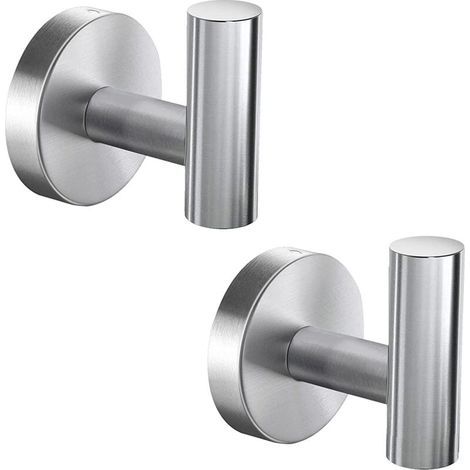 Handtuchhaken, LYLIN Edelstahl-Wandhaken für Badezimmer, Handtuchhalter für Küche, Wohnzimmer und Büro (Schraubmontage, Silber, 2 Stück) (1/4)