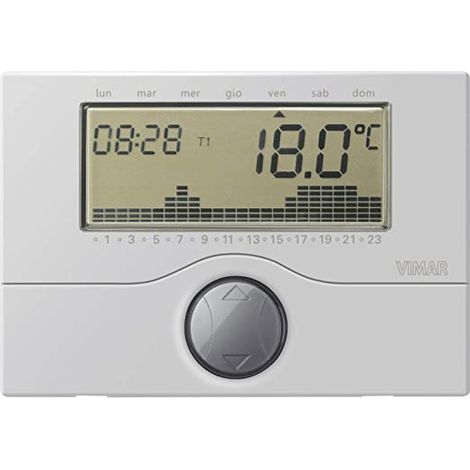 Vimar 01910.20 – Cronotermostato A Batterie Da Parete, Argento (1/3)