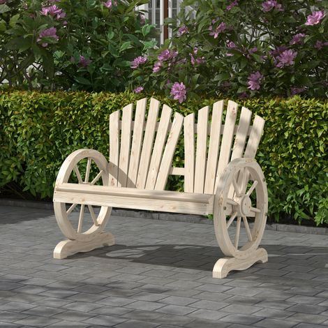 Banco de jardín 108x66x95 cm de madera natural con reposabrazos y respaldo – MEUBLIV (1/5)