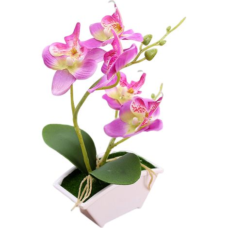 Plante Artificielle - Orchidée Phalaenopsis À Deux Branches - En Pot Plastique - Décoration Intérieure Extérieure - 1 Pièce (1/5)
