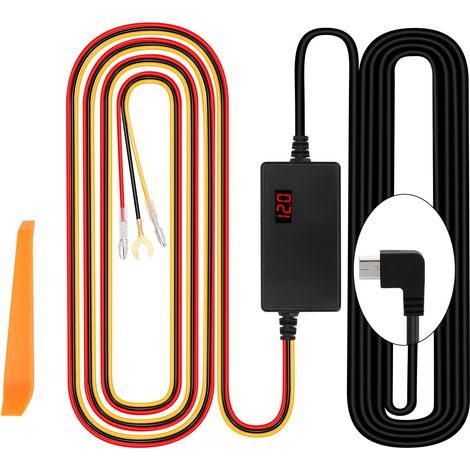 Kit de câblage pour caméra embarquée avec affichage numérique, protection basse tension, enregistrement avec temporisation réglable, 12 V 24 V à 5 V 3 A pour une surveillance 24 h/24, mini courbe (1/5)