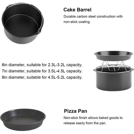 Kit d'Accessoires pour Air Fryer 10 Pièces avec Pan Pizza, Support Métalique, Moule Cupcake et Rack Double Étage Adapté pour Air Fryers 3.2QT à 5.8QT (1/4)