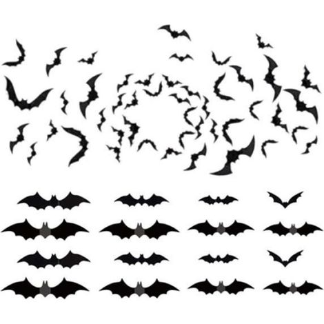 Kit Decoration Halloween - Autocollants Muraux 3D en PVC Chauve-Souris - Pour Interieur et Exterieur - 1 Lot (1/4)