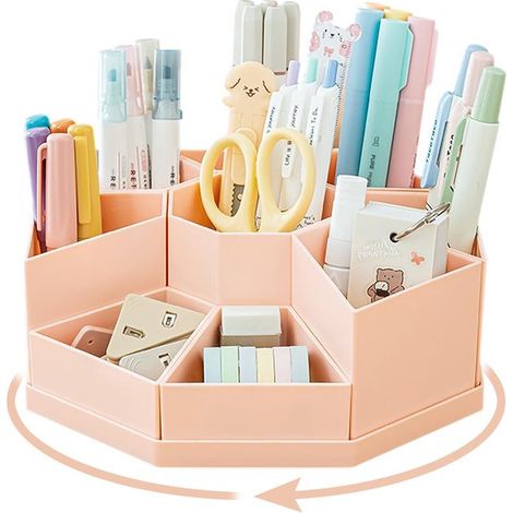 Organizzatore da scrivania girevole a 360° con 9 scomparti per penne e articoli da ufficio. (1/5)