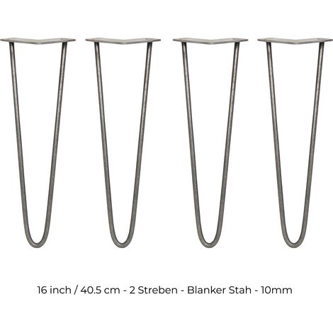 SKISKI 4 x 40,5cm 2 Streben Hairpin Legs Tischbeine Möbelbeine
