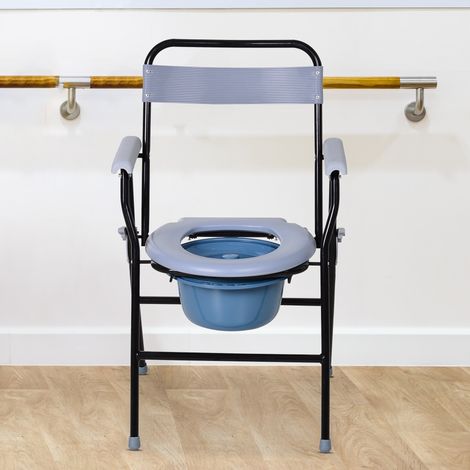 Klappbarer Toilettensitz mit herausnehmbarem Becken für Senioren und Menschen mit Behinderung. Hergestellt aus Eisen- und Kunststoffrohren. 52 x 50 x 75 cm
