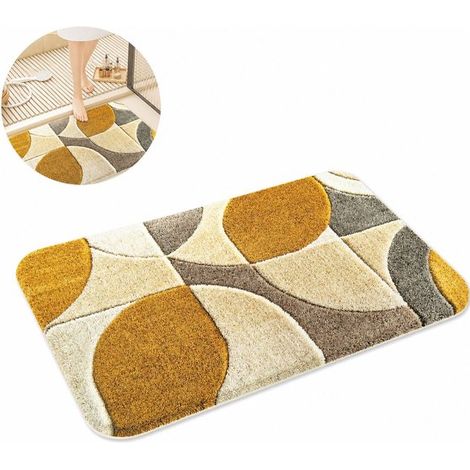 Tapis de bain 40 x 60 cm, doux en matière synthétique effet cachemire, antidérapant et à absorption rapide, pour toilettes et couloir, multicolore (1/5)